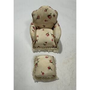 Stuarts‎ Sachet Miniatures Doll House Chair and Ottoman Furniture 1940-1950s